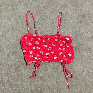 Hollister ruched crop top size small; some wear but just needs to be ironed